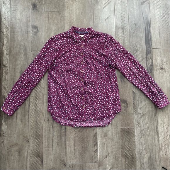 EUC Maeve x Anthro Calico Floral Button Down Wine in Size Sz 0 - Picture 5 of 13